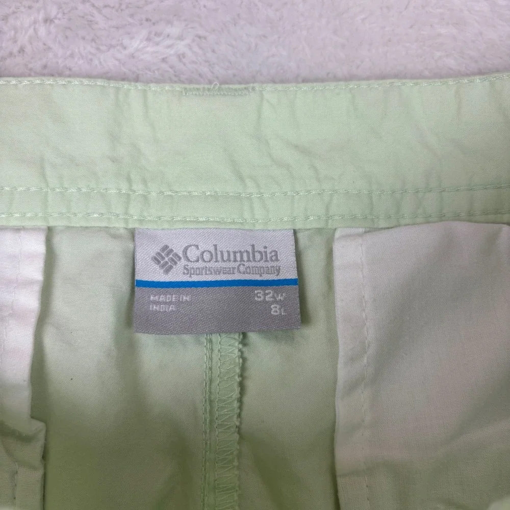 Columbia Mens Mint Green Flat Front Casual Outdoor Hiking Shorts Size 32W 8L